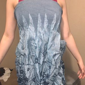 blue strapless dress